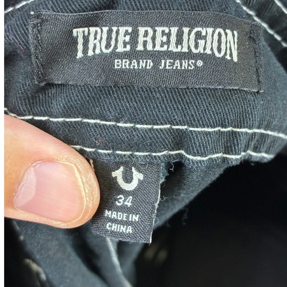 True Religion Contrast Stitch Cargo Pants Mens 34 Black Streetwear Y2K Casual